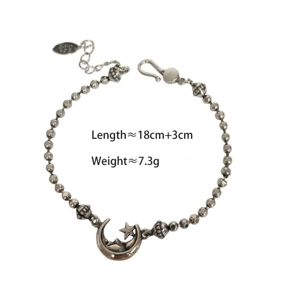 *925 Sterling Silver Vintage Moon Star Bracelet - Picture 9 of 9